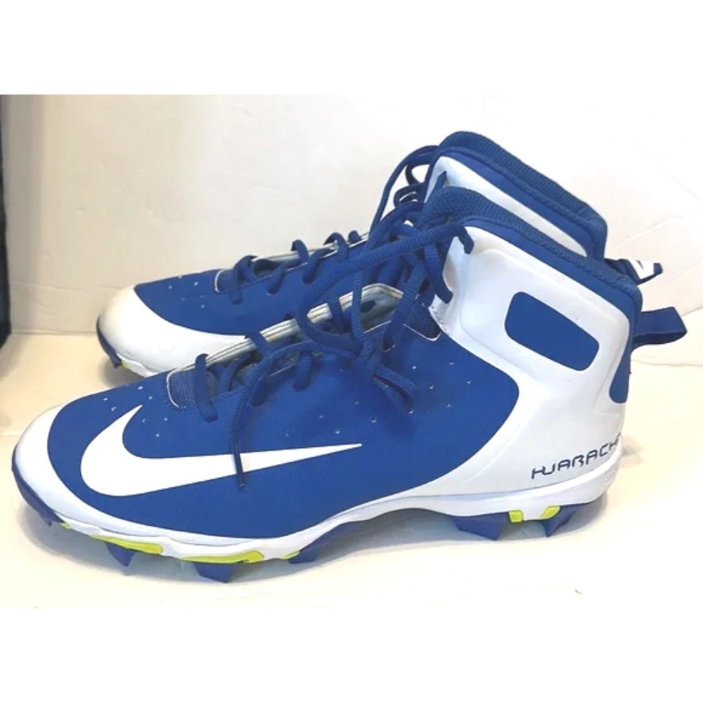 Nike Mens Sz 11 Huaraches Pro Mid Cleats 923433-411 Blue And White